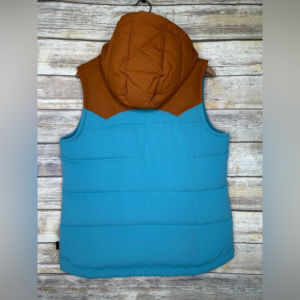 Patagonia Bivy Hooded Down Vest in Mogul Blue size L mushroom print interior - Picture 5 of 10